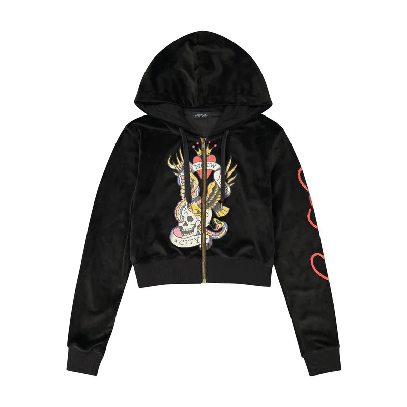 ED HARDY NYC Skull Y2K Velour Hoodie