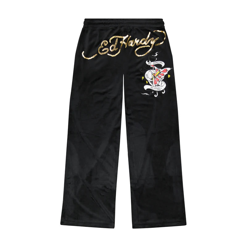 ED HARDY Amor Butterfly Velour Sweatpants