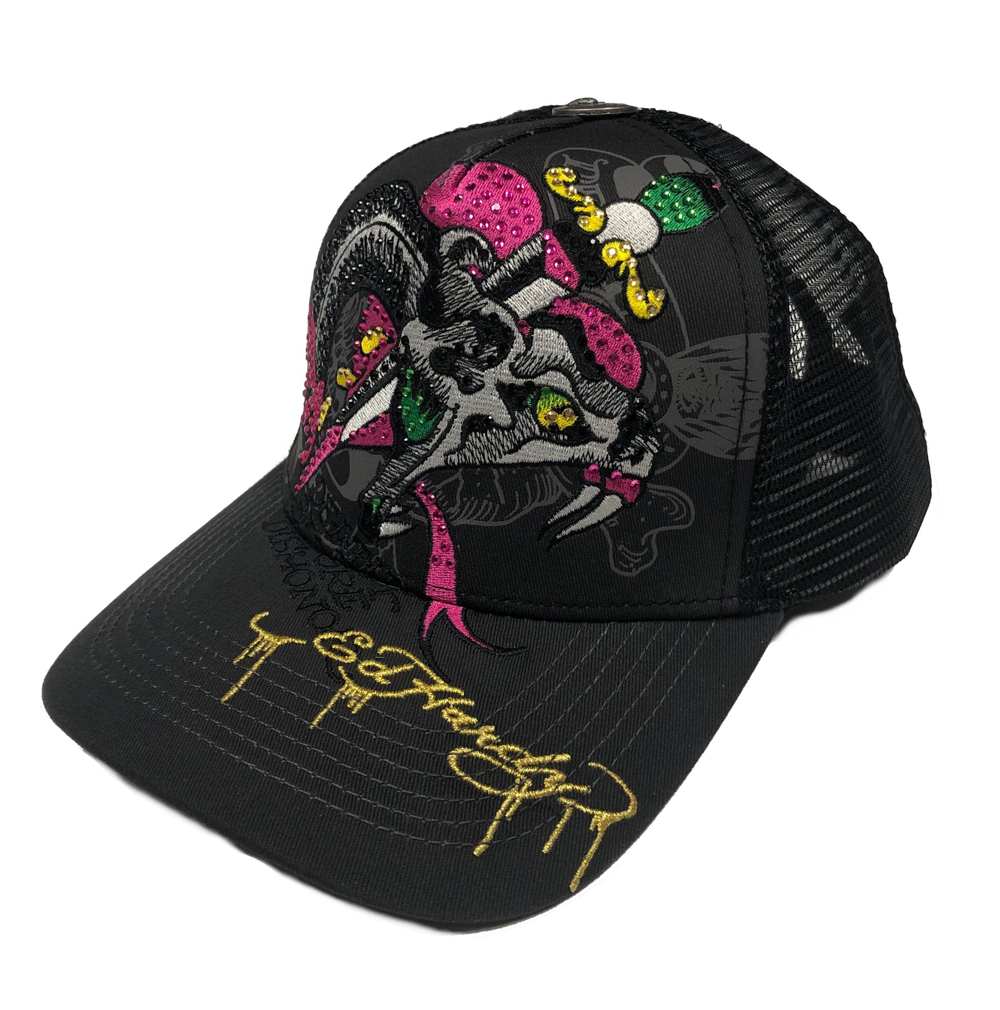 ED HARDY Dagger Snake Rhinestone Trucker Hat