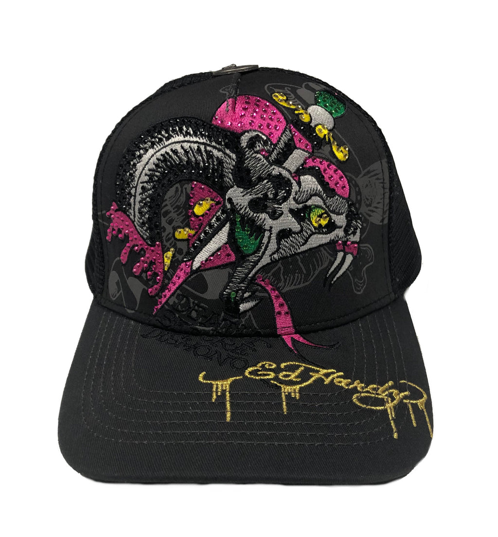 ED HARDY Dagger Snake Rhinestone Trucker Hat
