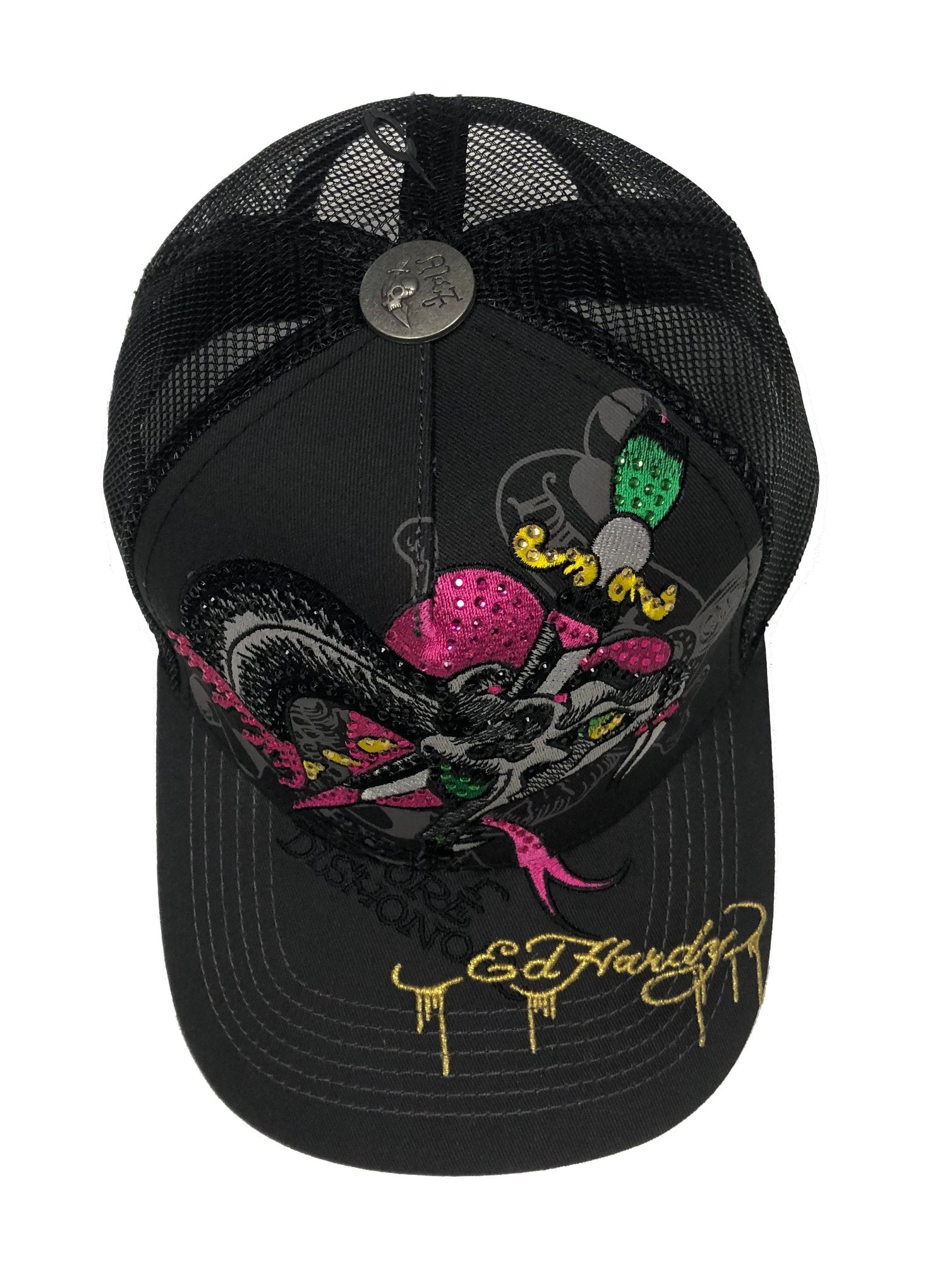 ED HARDY Dagger Snake Rhinestone Trucker Hat