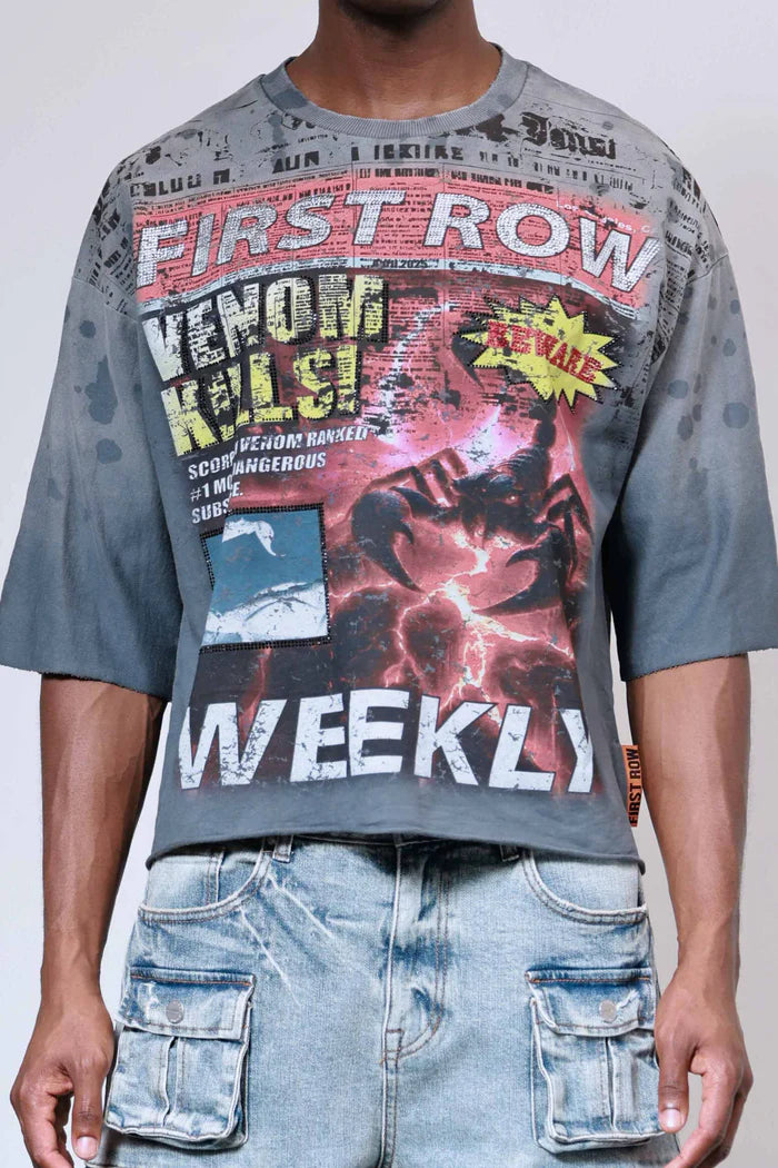 FIRST ROW Breaking News Venom Kills Cropped Tee