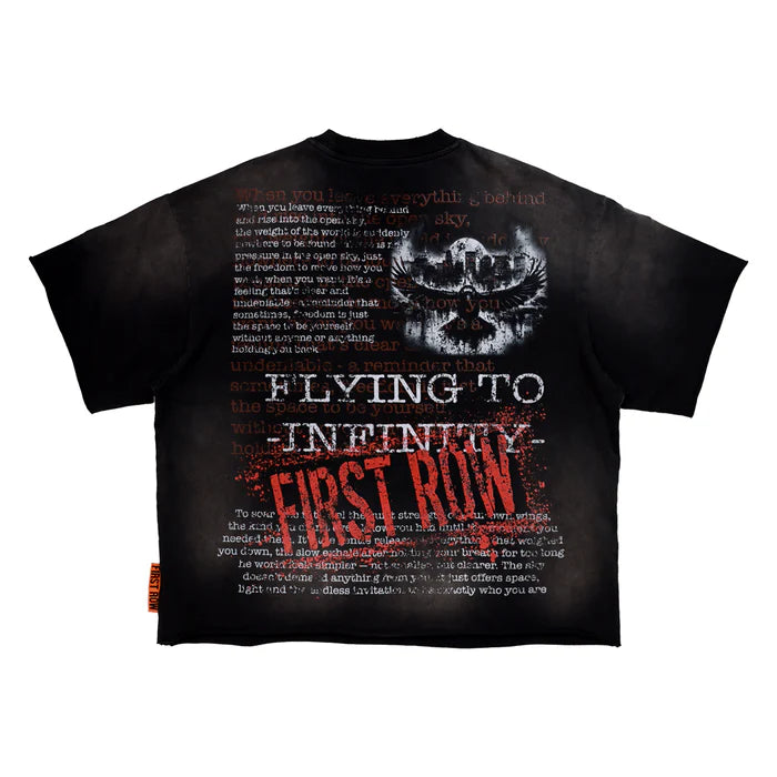 FIRST ROW Breaking News Flying To Infinity Cropped Tee