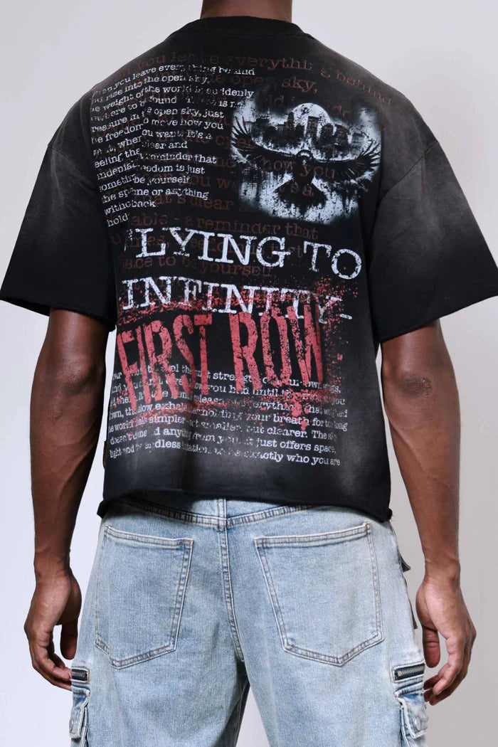FIRST ROW Breaking News Flying To Infinity Cropped Tee