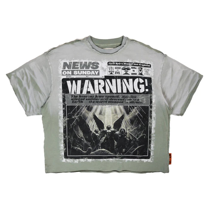 FIRST ROW Breaking News Warning From Heaven Cropped Tee