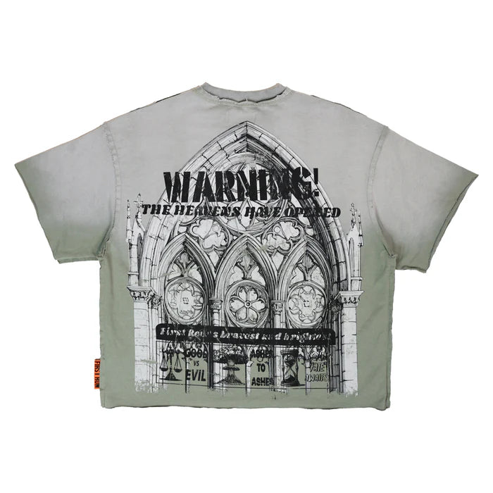 FIRST ROW Breaking News Warning From Heaven Cropped Tee