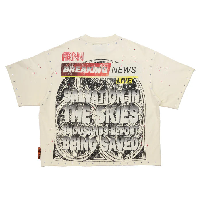 FIRST ROW Breaking News Salvation In The Skies Cropped Tee