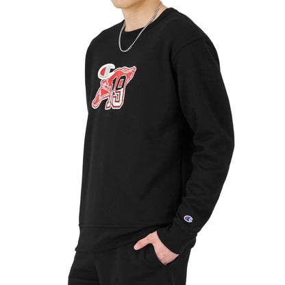 CHAMPION Powerblend Crew Sweatshirt Winged Foot Patch Logo