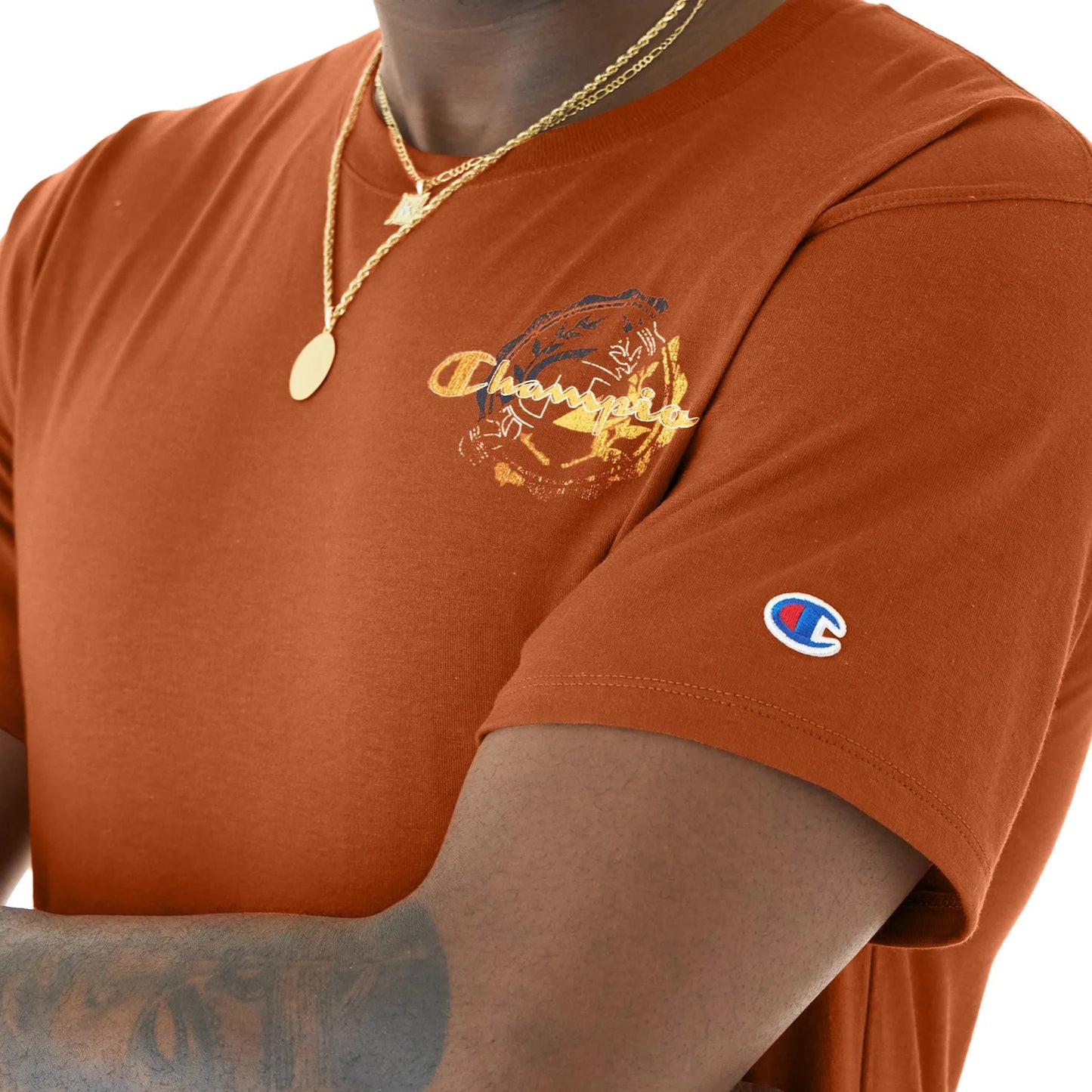 Champion Classic Crest Script Logo Graphic T-Shirt - Orange