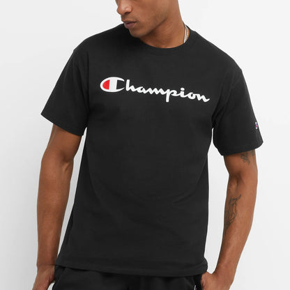 Champion Authentic Script Logo Print Jersey T-Shirt - Black