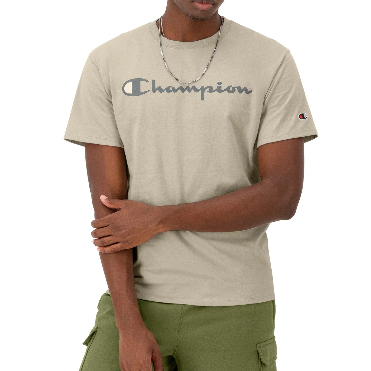 CHAMPION Script Logo Classic T-shirt - Stone