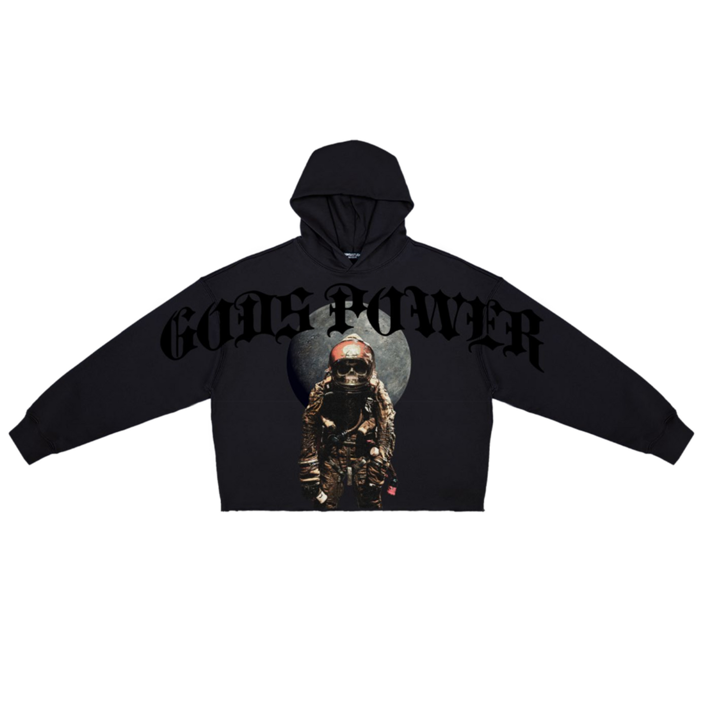 ROKU Gods Power Cropped Drop Shoulder Fleece Hoodie