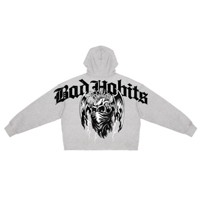 ROKU Bad Habits Cropped Drop Shoulder Fleece Hoodie