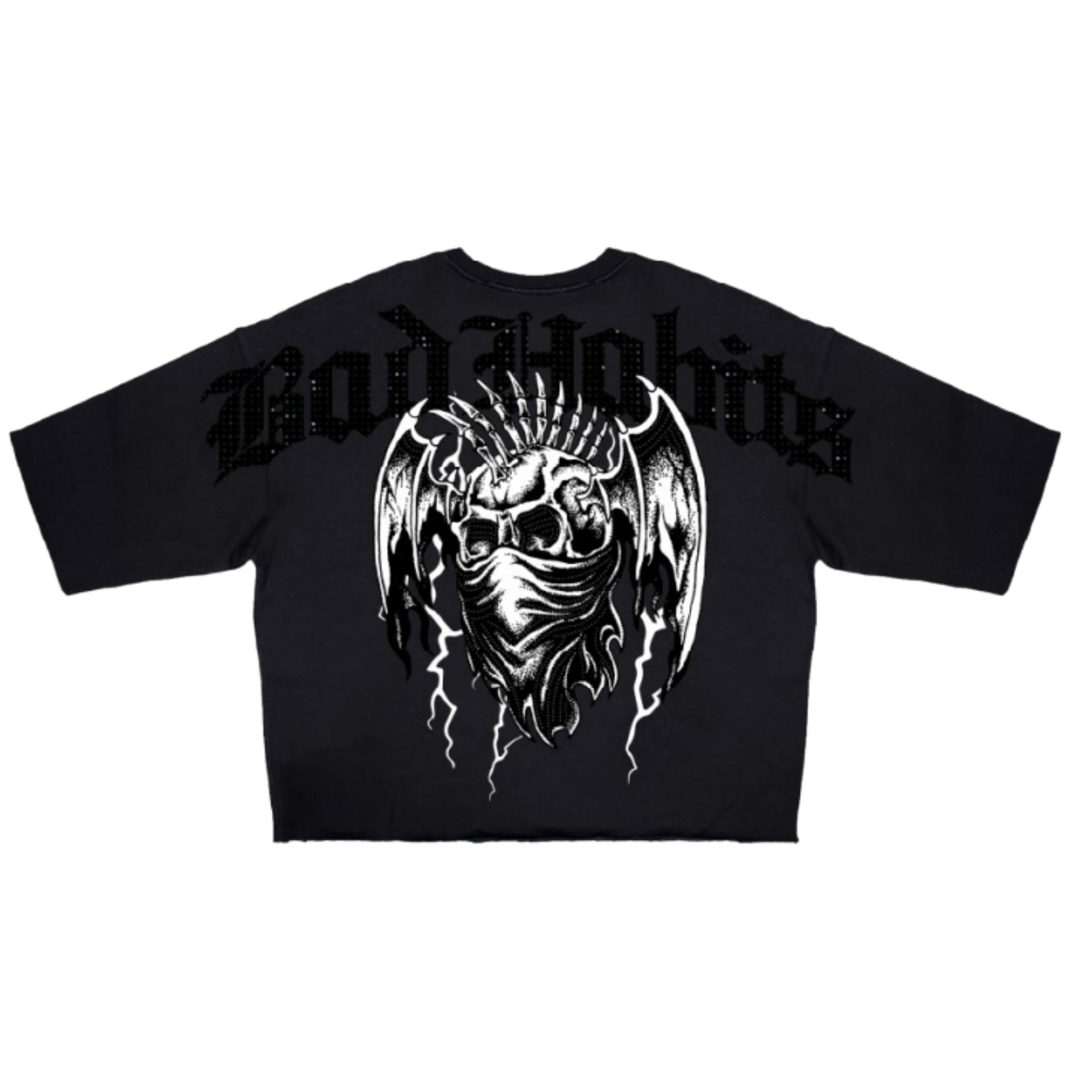 ROKU Punk Bad Habits Rhinestone Cropped Tee