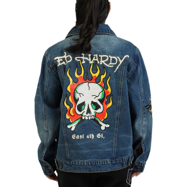 ED HARDY Flame Skull Women's Denim Jacket – K MOMO