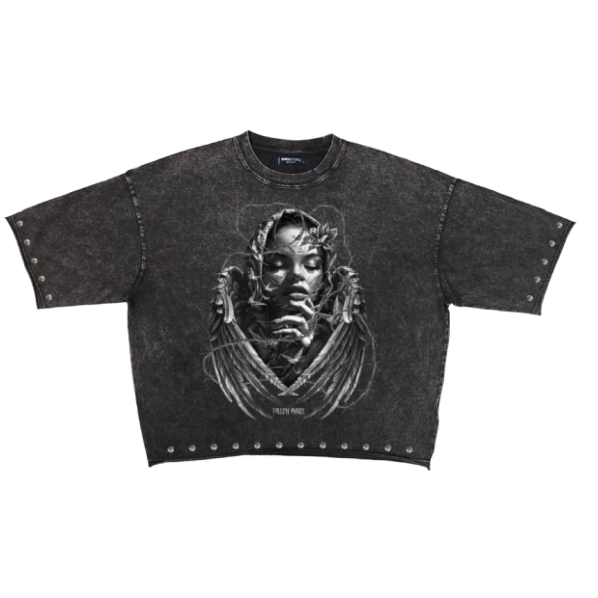 ROKU Fallen Angel Enzyme Washed Studded Cropped Tee