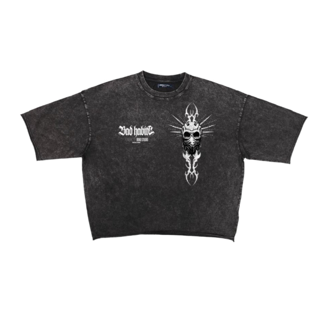 ROKU Bad Habits Enzyme Washed Studded Cropped Tee