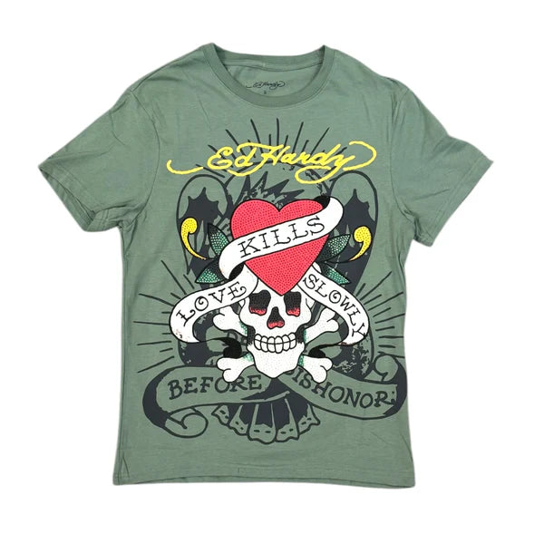 ED HARDY Love Skull Rhinestone Tee