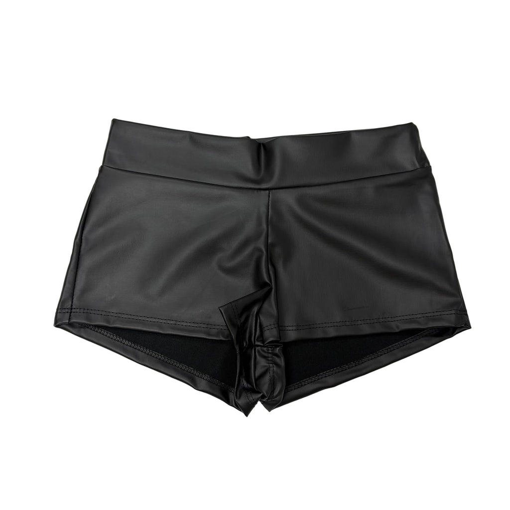 Women’s High-Waisted PU Leather Mini Shorts