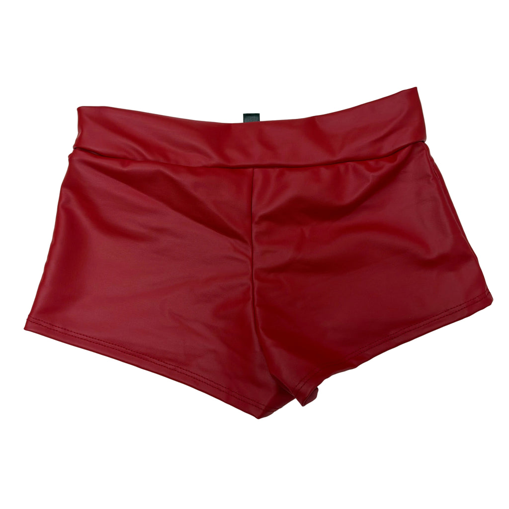 Women’s High-Waisted PU Leather Mini Shorts