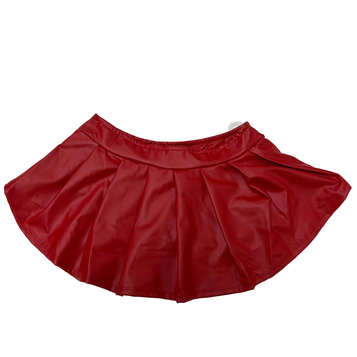 Women’s High-Waisted PU Leather Pleated Mini Skort