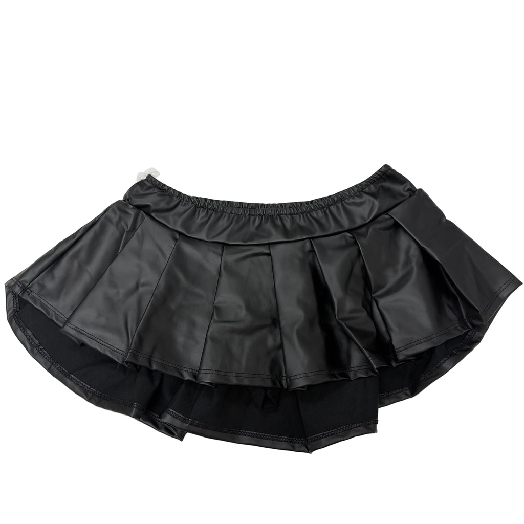 Women’s High-Waisted PU Leather Pleated Mini Skort