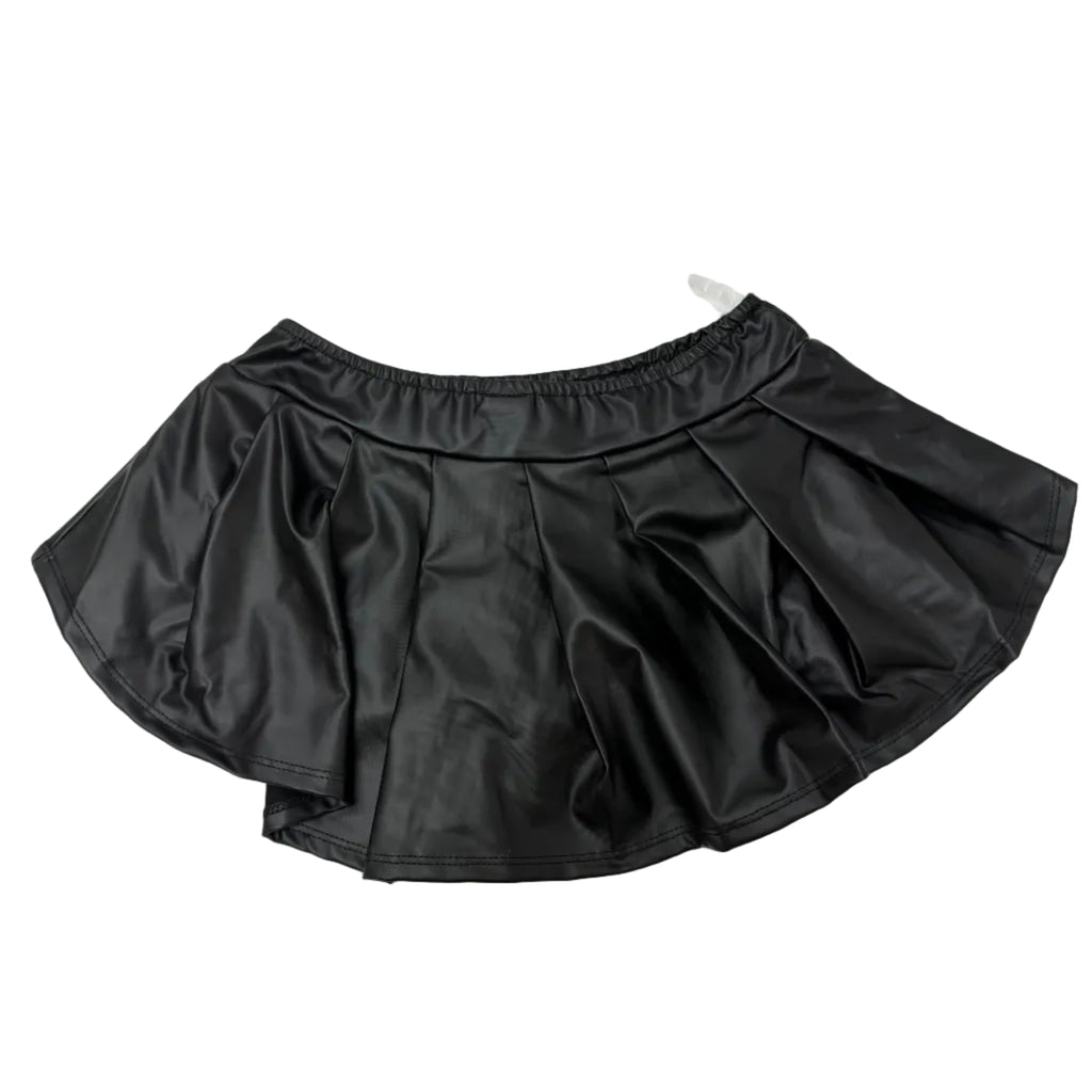 Women’s High-Waisted PU Leather Pleated Mini Skort