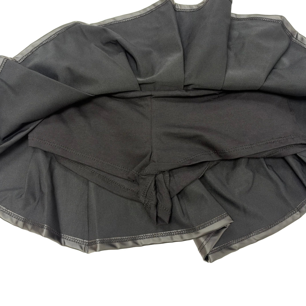 Women’s High-Waisted PU Leather Pleated Mini Skort