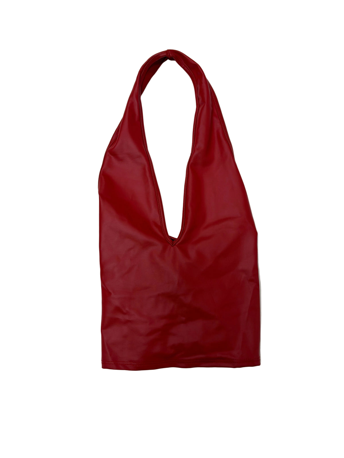Women's PU Leather Halter with Lace Up Open Back