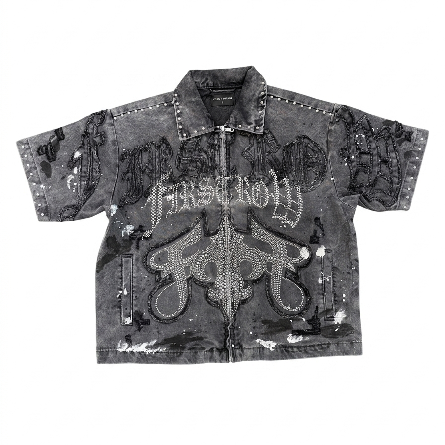 FIRST ROW Canvas Shirt W/ Stud TOP