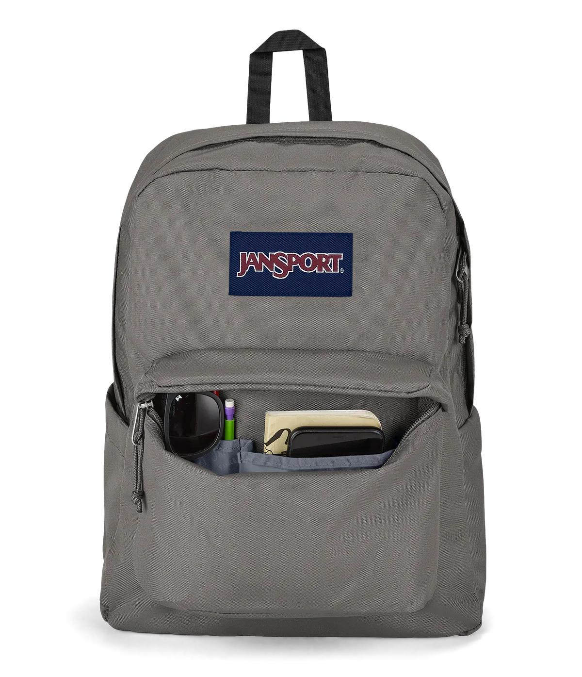 charcoal jansport backpack Skip Pack in organizer and a zipper hood to keep splashes from getting in JanSport SuperBreak Plus Backpack -