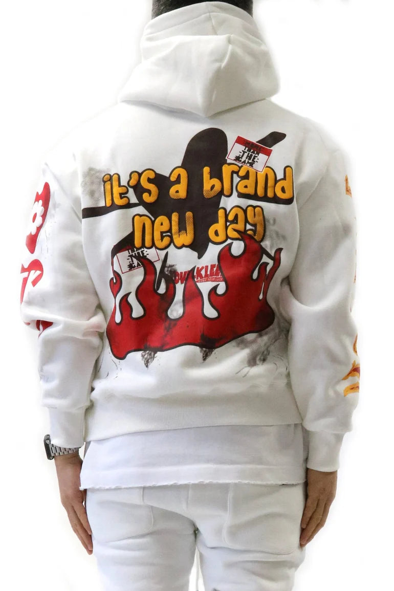 KLEEP New Day Heavyweight Brushed Graphic Pullover Hoodie