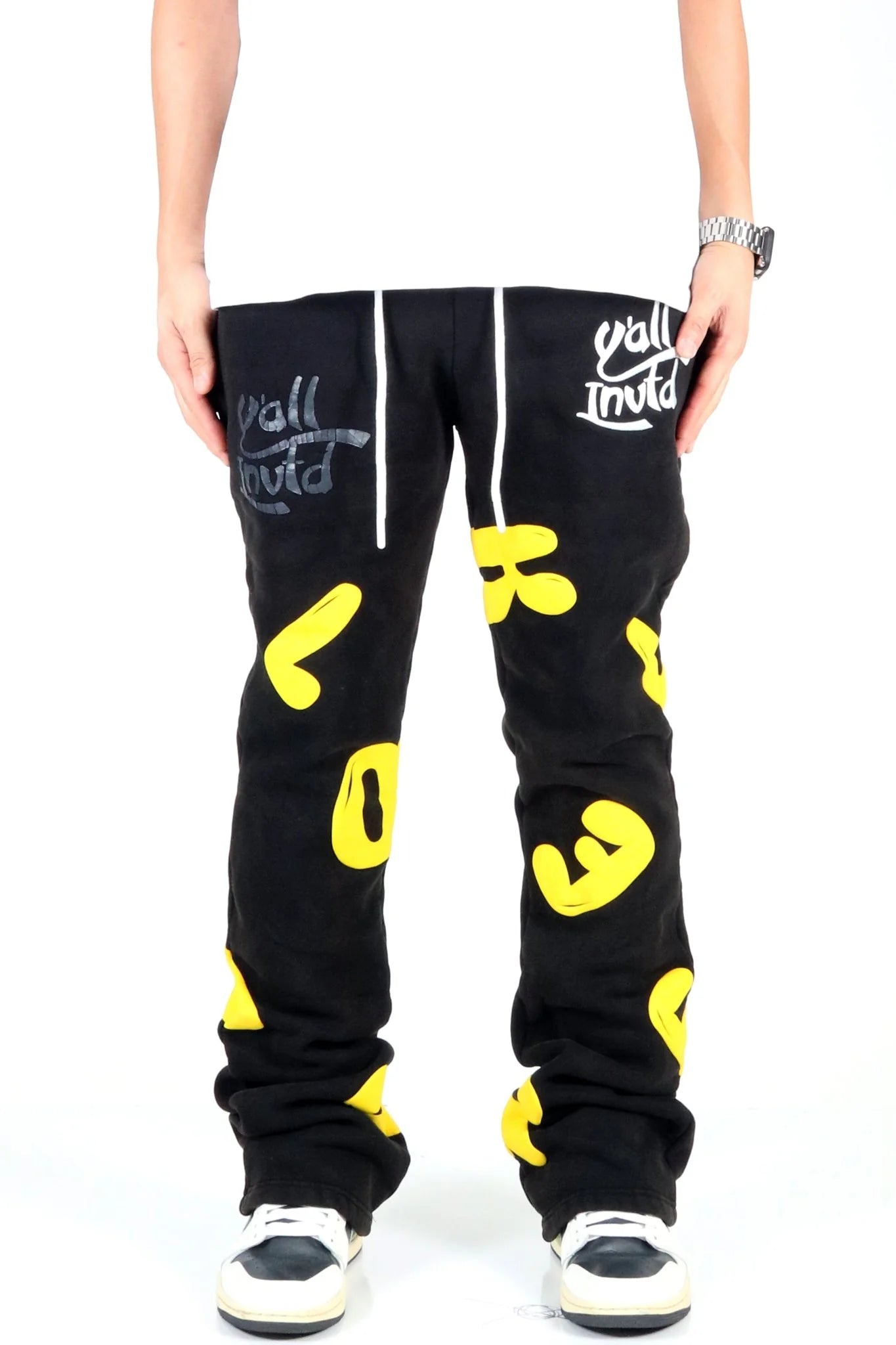 KLEEP Love The Vibe Heavyweight Brushed Graphic Skinny Flare Stacked Pants