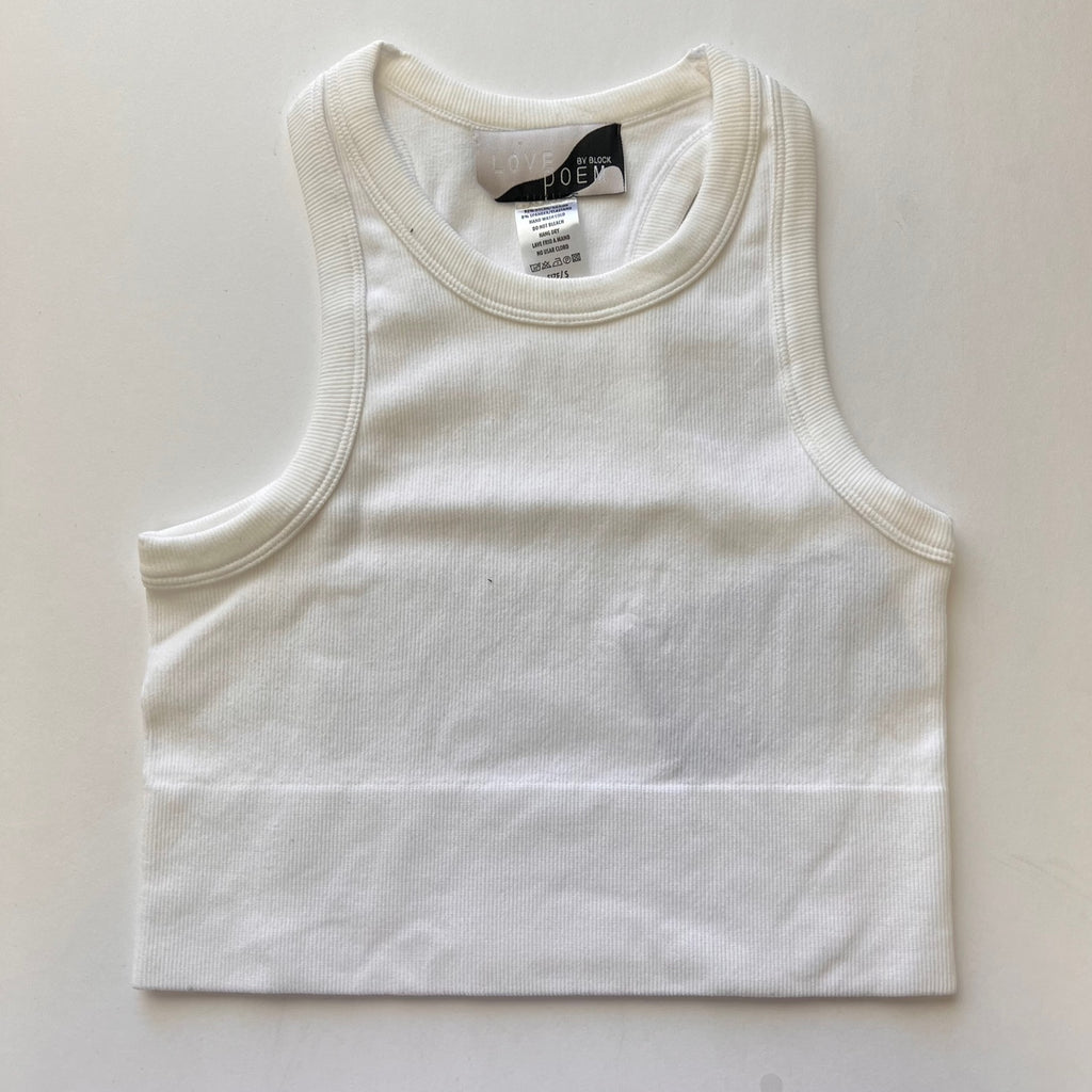 LOVEPOEM Women's Seamless Tibbed Wide Band Crop Top