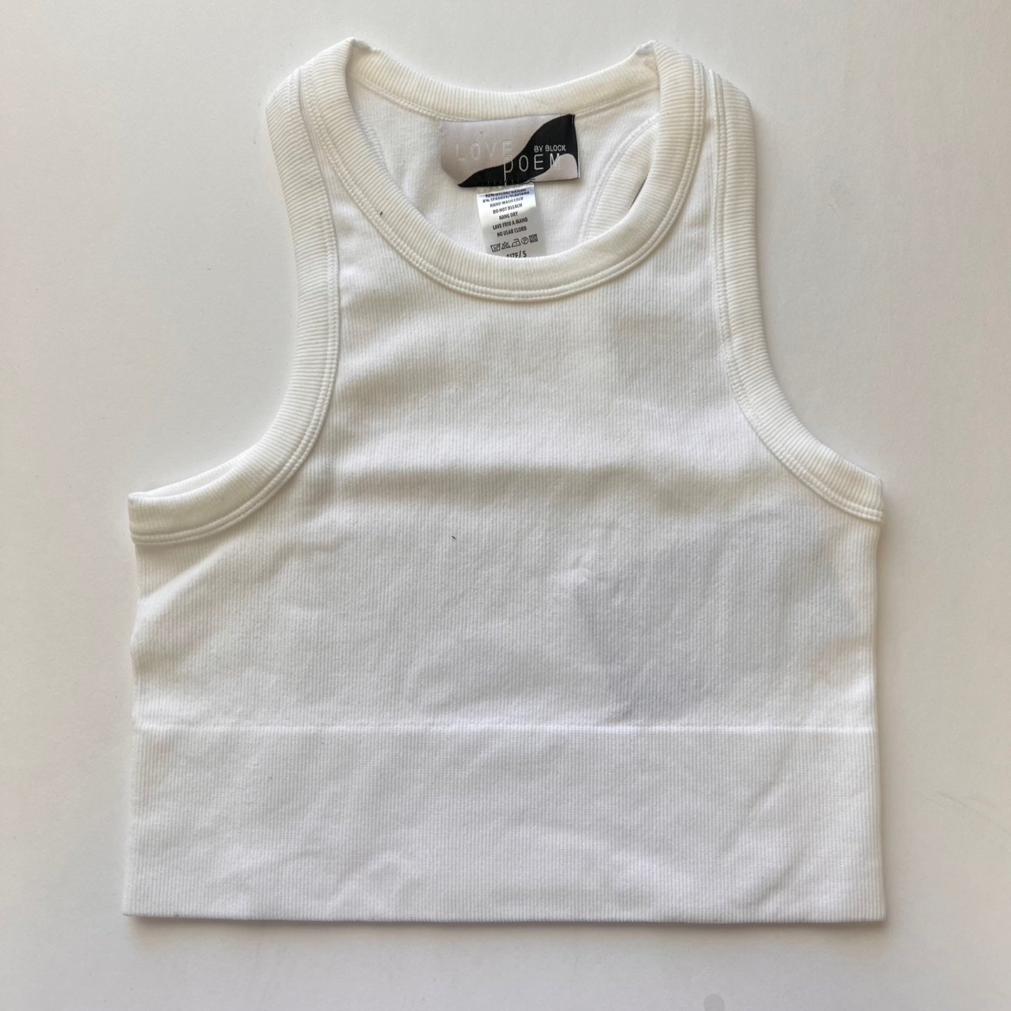 LOVEPOEM Women's Seamless Tibbed Wide Band Crop Top