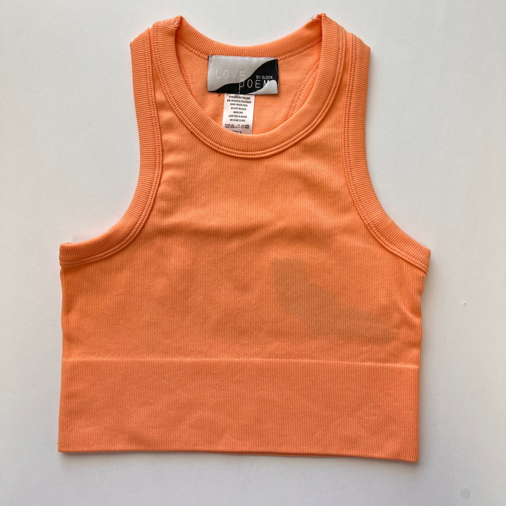 LOVEPOEM Women's Seamless Tibbed Wide Band Crop Top