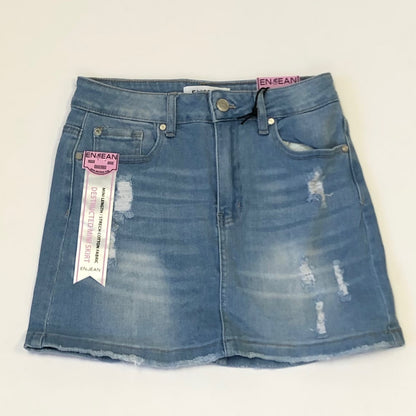 Woman High Waist Destructed Mini Denim Skirt