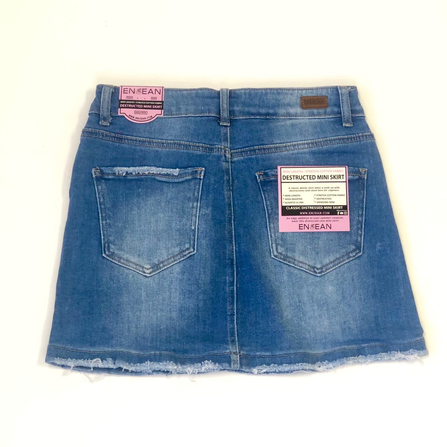 Woman High Waist Destructed Mini Denim Skirt