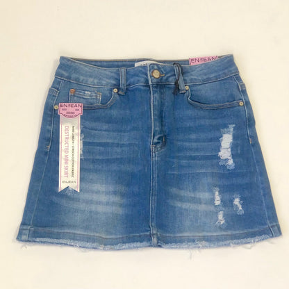 Woman High Waist Destructed Mini Denim Skirt