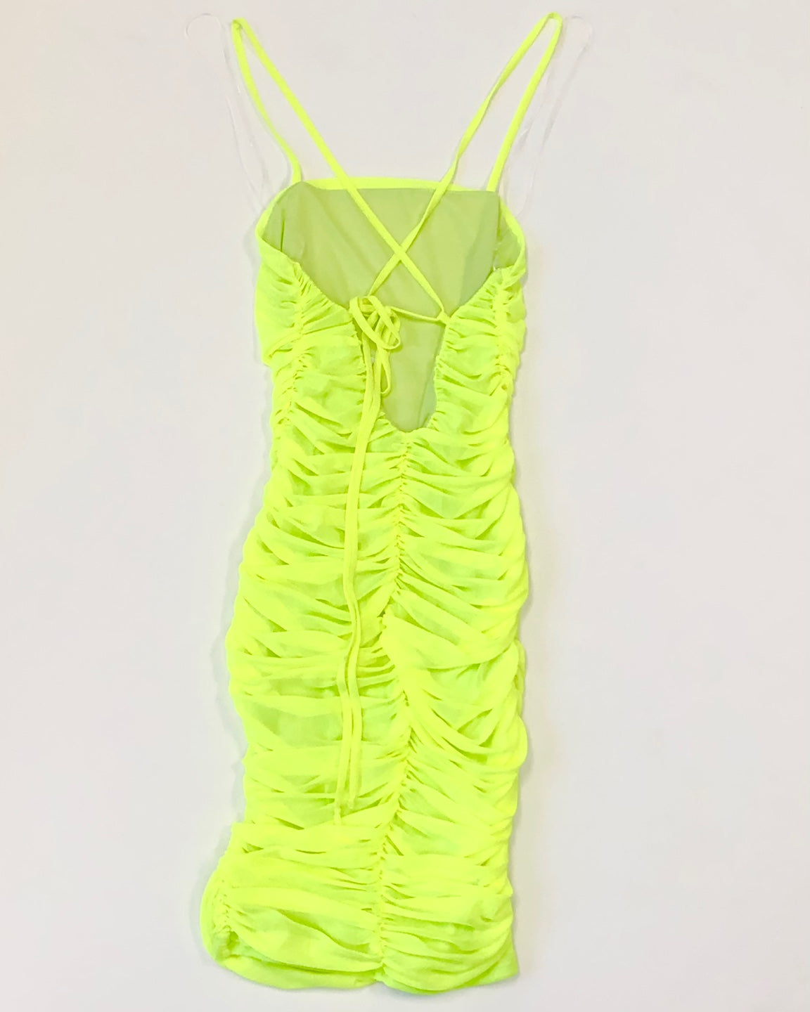 Women Ruched Dress NEON GREEN / M