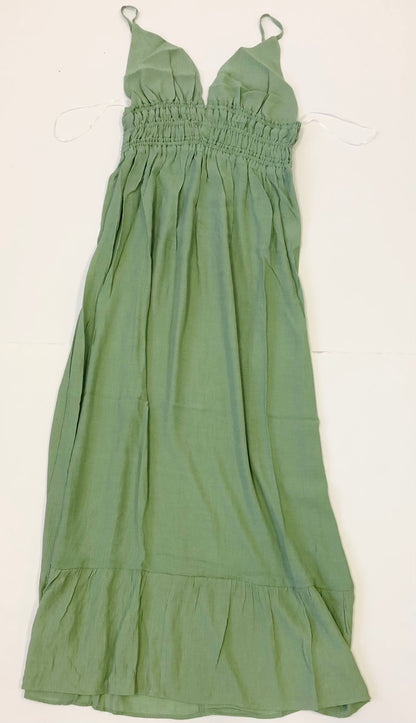 Women Woven V-Neck Maxi Dress