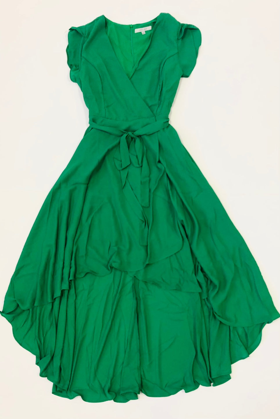 Women Solid Ruffle High Low Maxi Dress