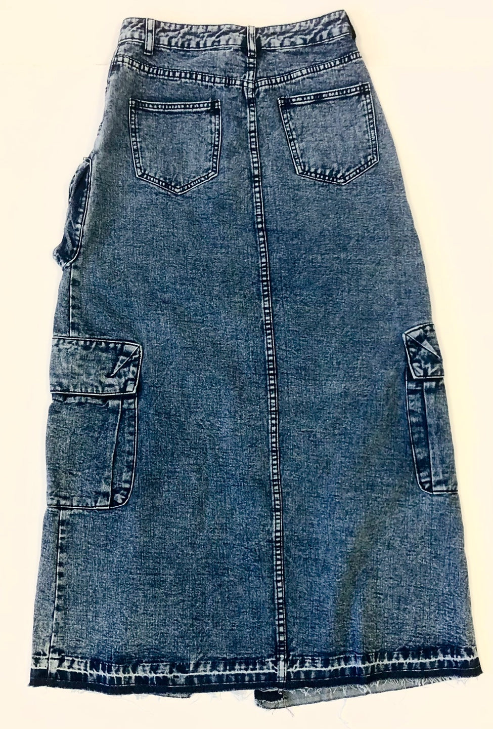 Womens Denim High Waist Pockets Skirt Front Split