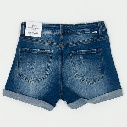 High Rise Destructed Cuffed Shorts