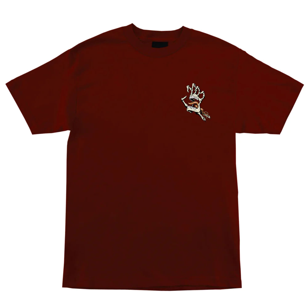 SANTA CRUZ Bone Hand Cruz Graphic T-Shirt - Burgundy