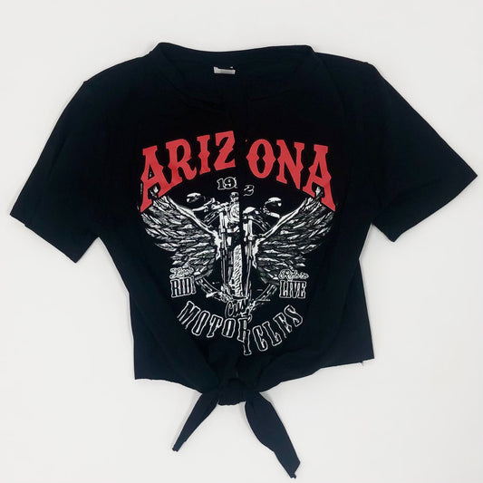 Women's Arizona Tie Front Graphic Crop Shirt