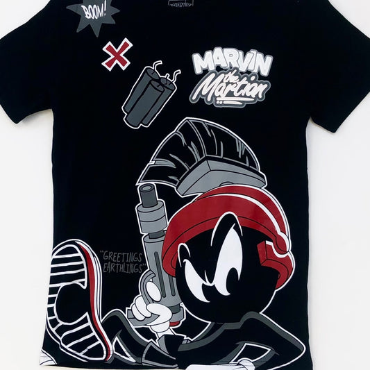 SOUTHPOLE Marvin The Martian Kid's Graphic T-Shirt - Black