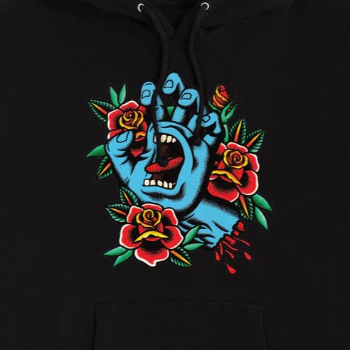 SANTA CRUZ Screaming Flash Front Mens Pullover Hoodie Sweatshirt - Black