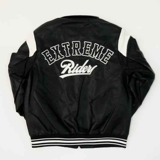 REBEL MINDS Extreme Rider Leather Varsity Jacket