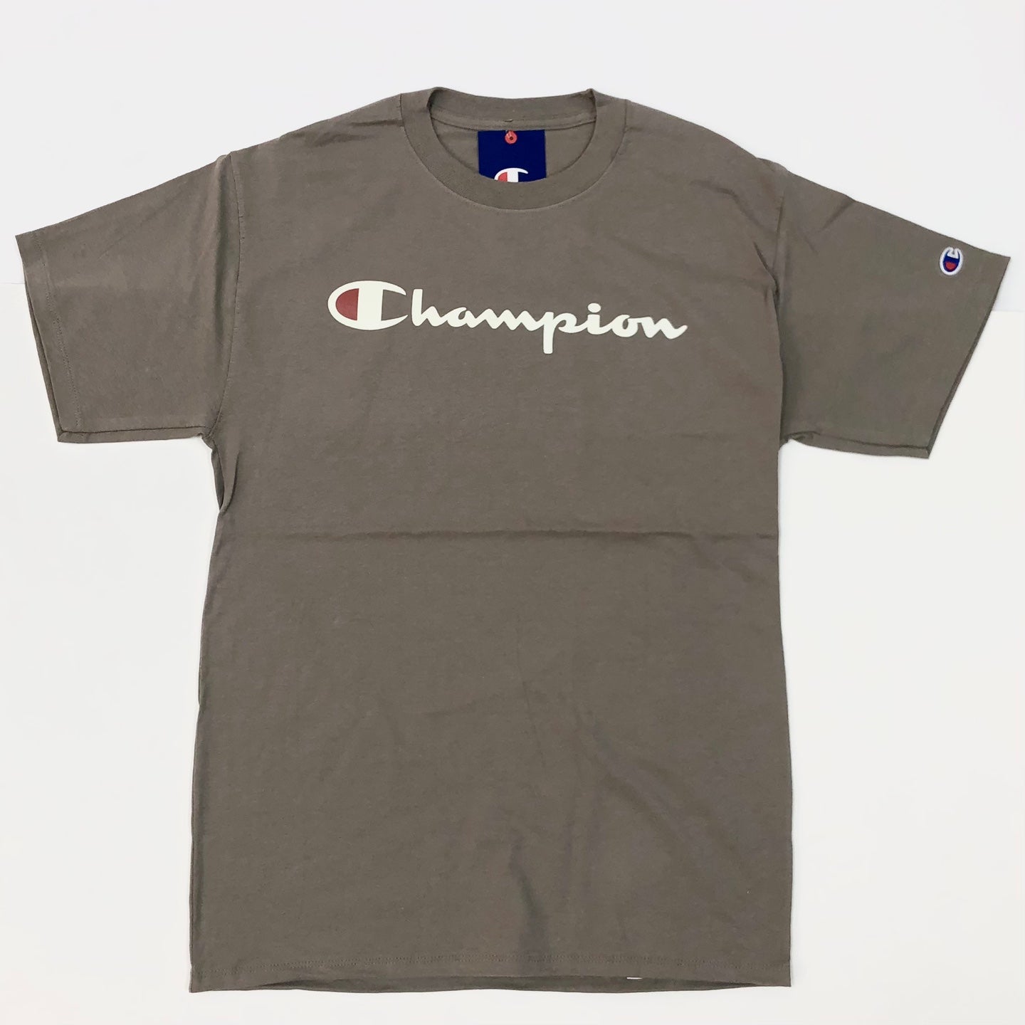 Champion Script Logo Print Jersey T-Shirt - Grey